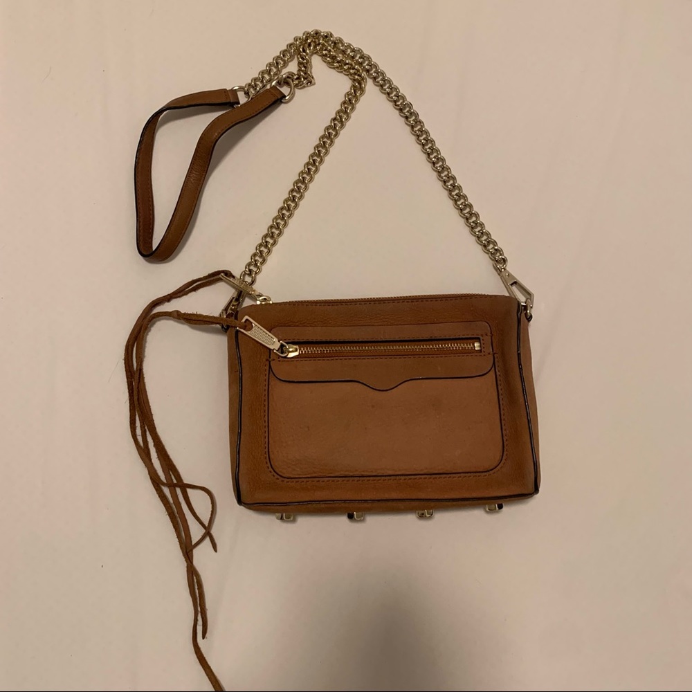 Rebecca Minkoff Avery Brown Crossbody Bag with Gold Chain
